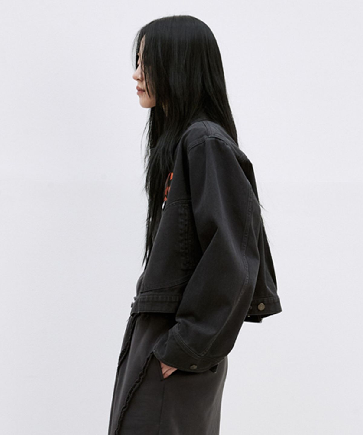 경(GYEONG) VTG Washed Twill Jacket_Charcoal