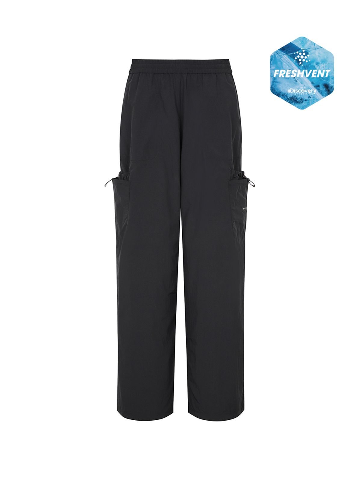 디스커버리 익스페디션(DISCOVERY EXPEDITION) 프레시벤트 여성 스트링 파라슈트 카고팬츠 (BLACK)