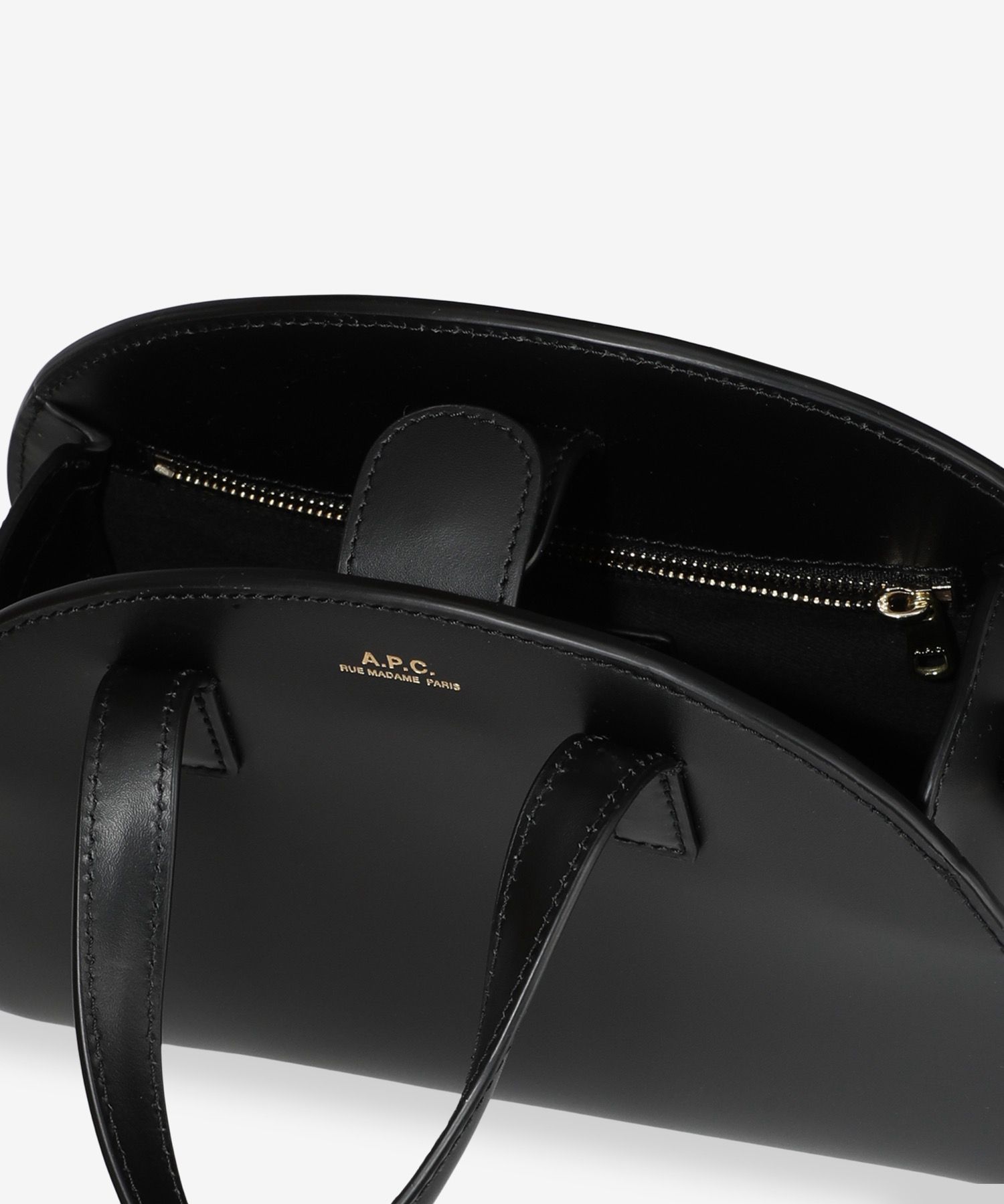★A.P.C.★ Small Demiloon Tote Bag Black PXCAXF61942LZZ PXCA Demi-Lune Small tote bag | Smooth vegetable-tanned leather