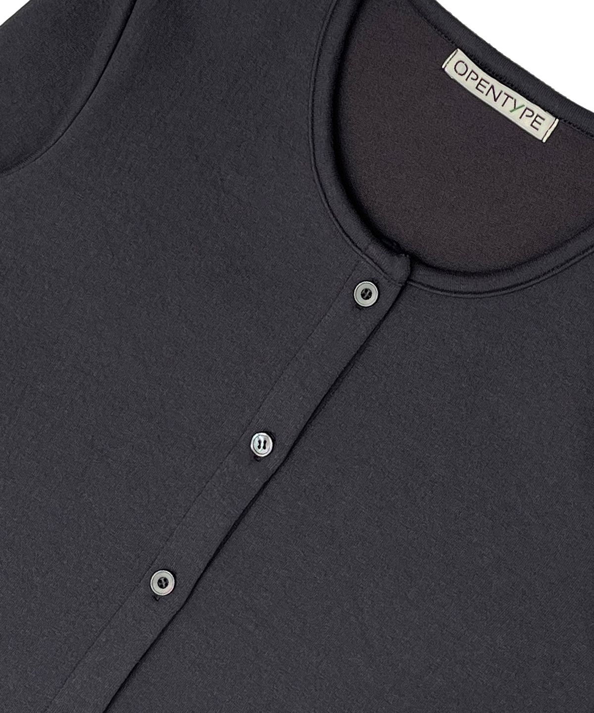 오픈타입(OPENTYPE) Classic Button Point Cardigan (CHARCOAL)