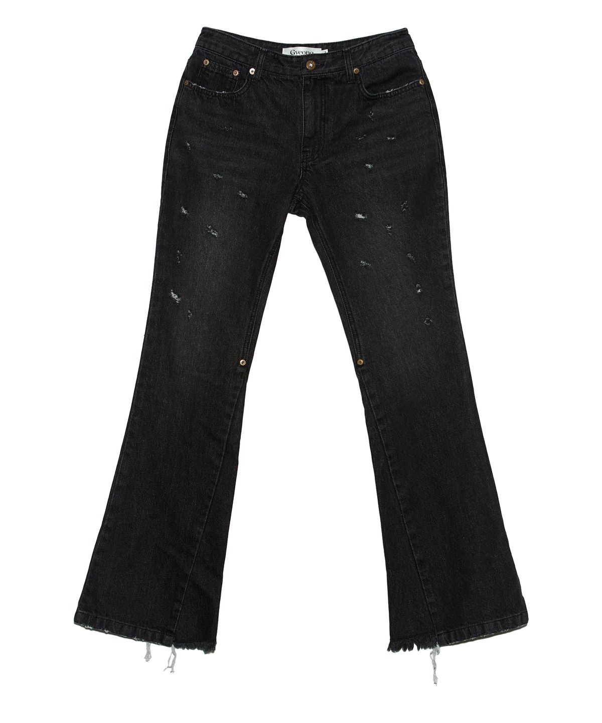 경(GYEONG) Damage Buts Cut Denim Jeans_Dark Gray