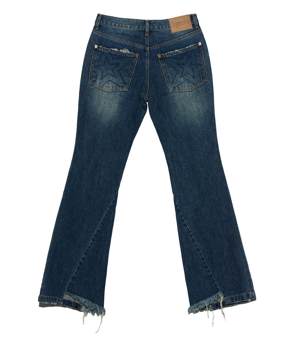 경(GYEONG) Damage Buts Cut Denim Jeans_Deep Blue