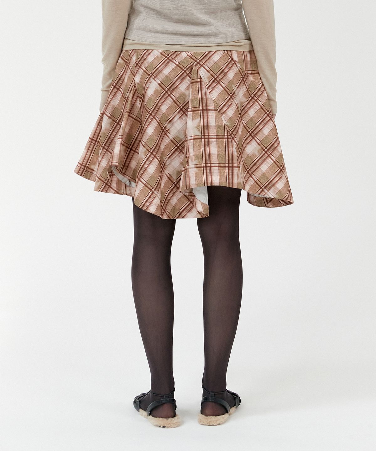 경(GYEONG) Draped Skirt_Brown Check
