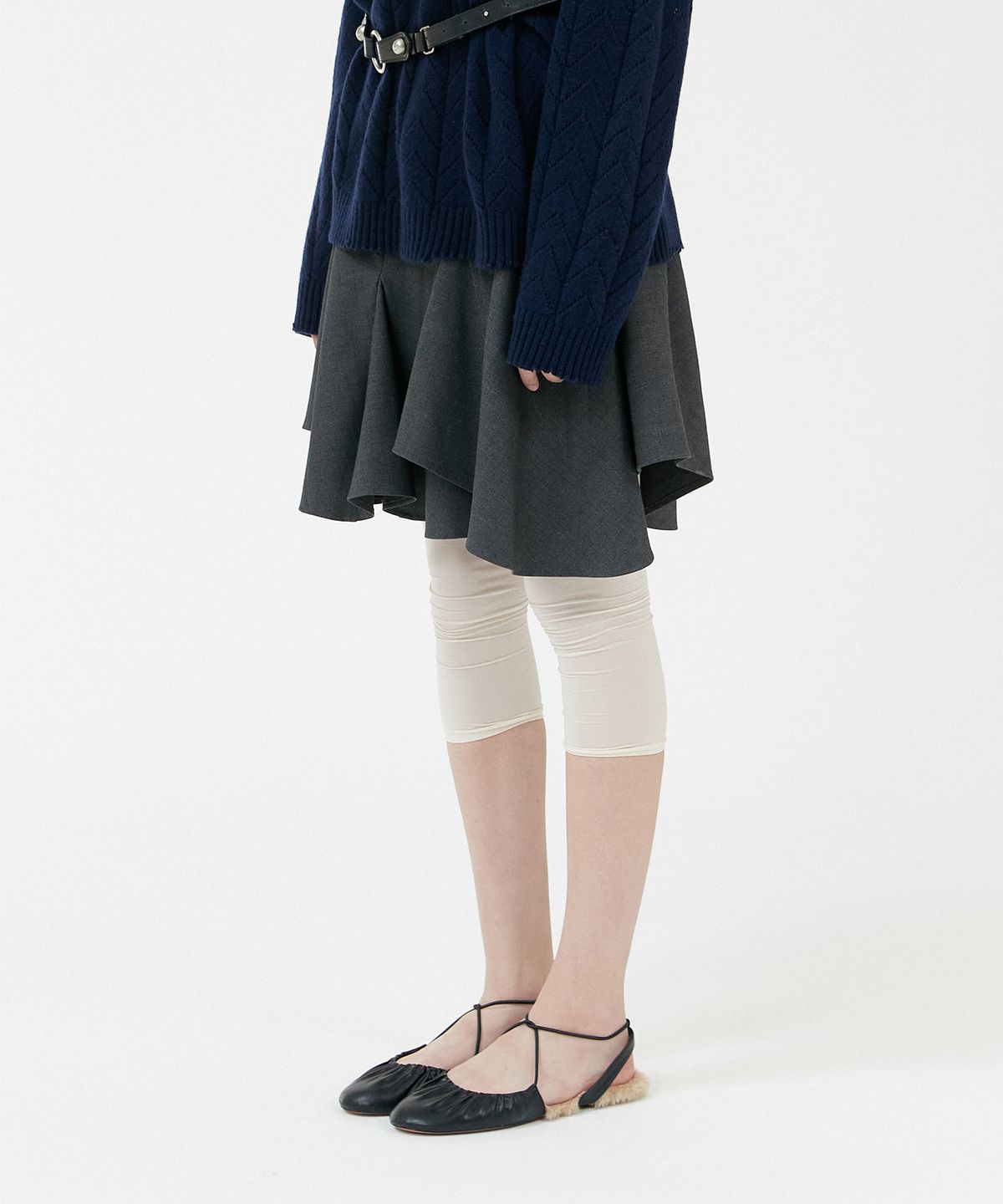 경(GYEONG) Draped Skirt_Charcoal