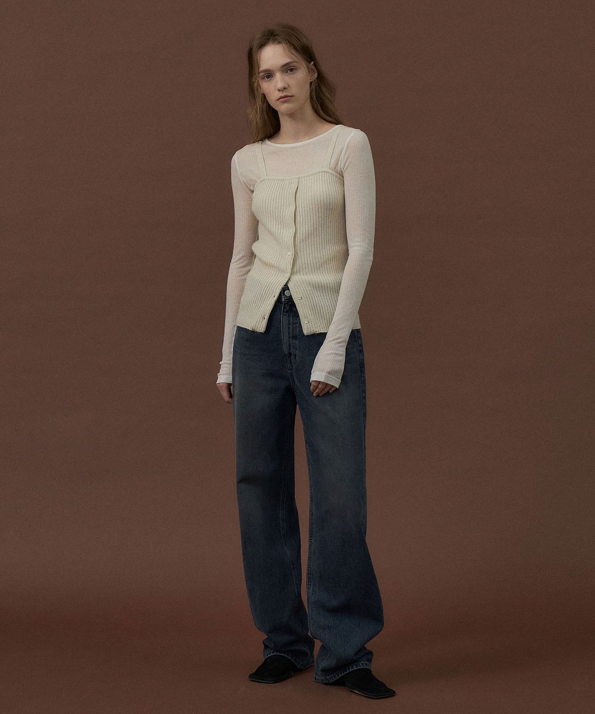라메레이(LAMEREI) Wide Long Denim[LMBDAUDN4120]-Dark Blue