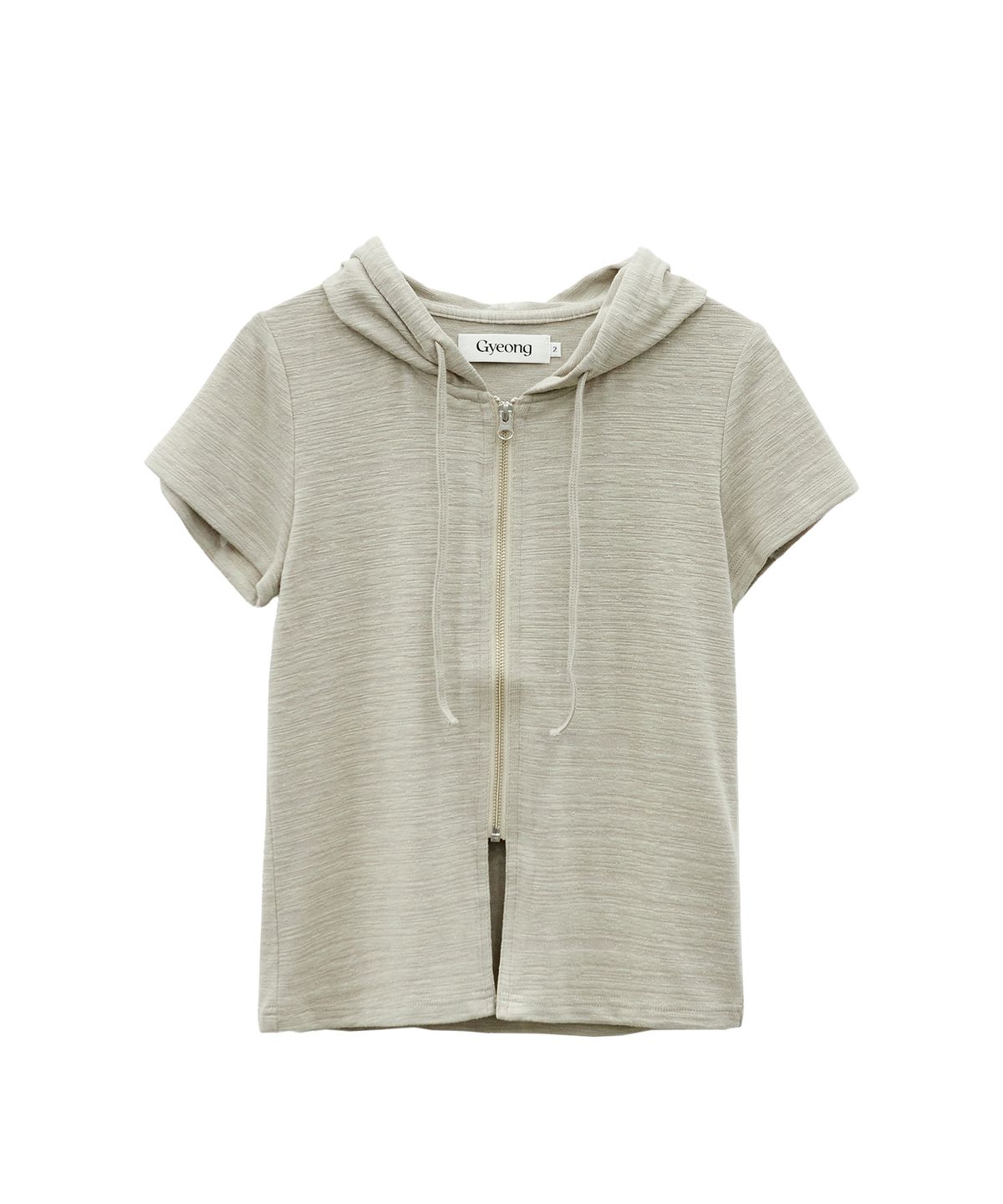 경(GYEONG) Slim Short Sleeve Hoodie_Sand Beige