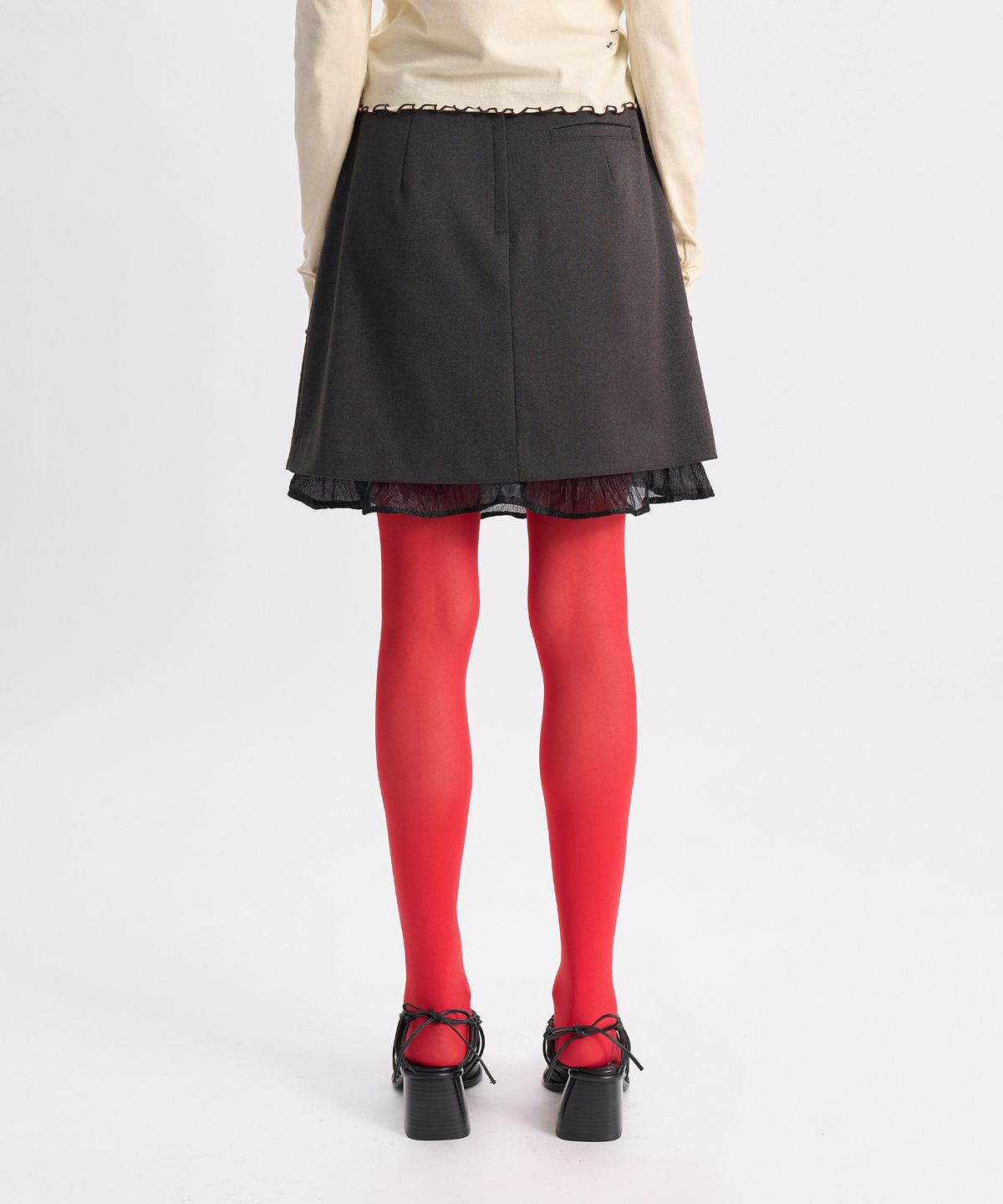 경(GYEONG) Pleats Slit Skirt_Gray