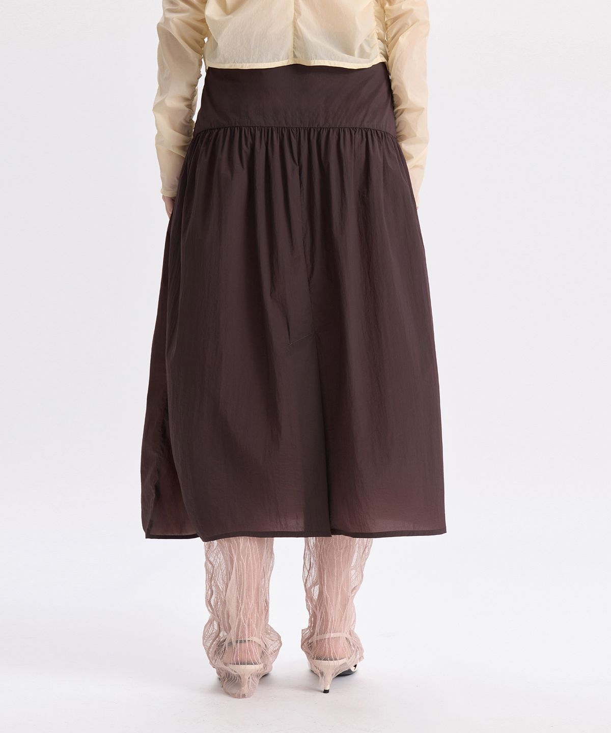 경(GYEONG) Sheer Skirt_Brown