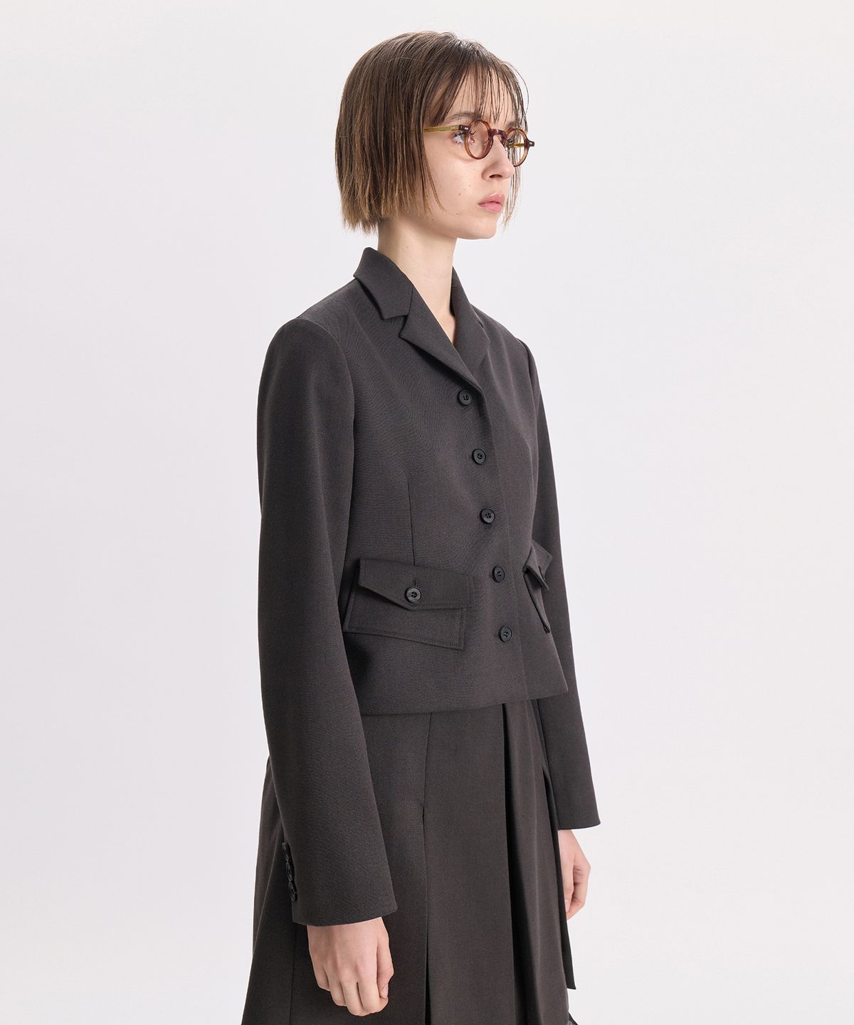 경(GYEONG) Mini Pocket Blazer_Gray