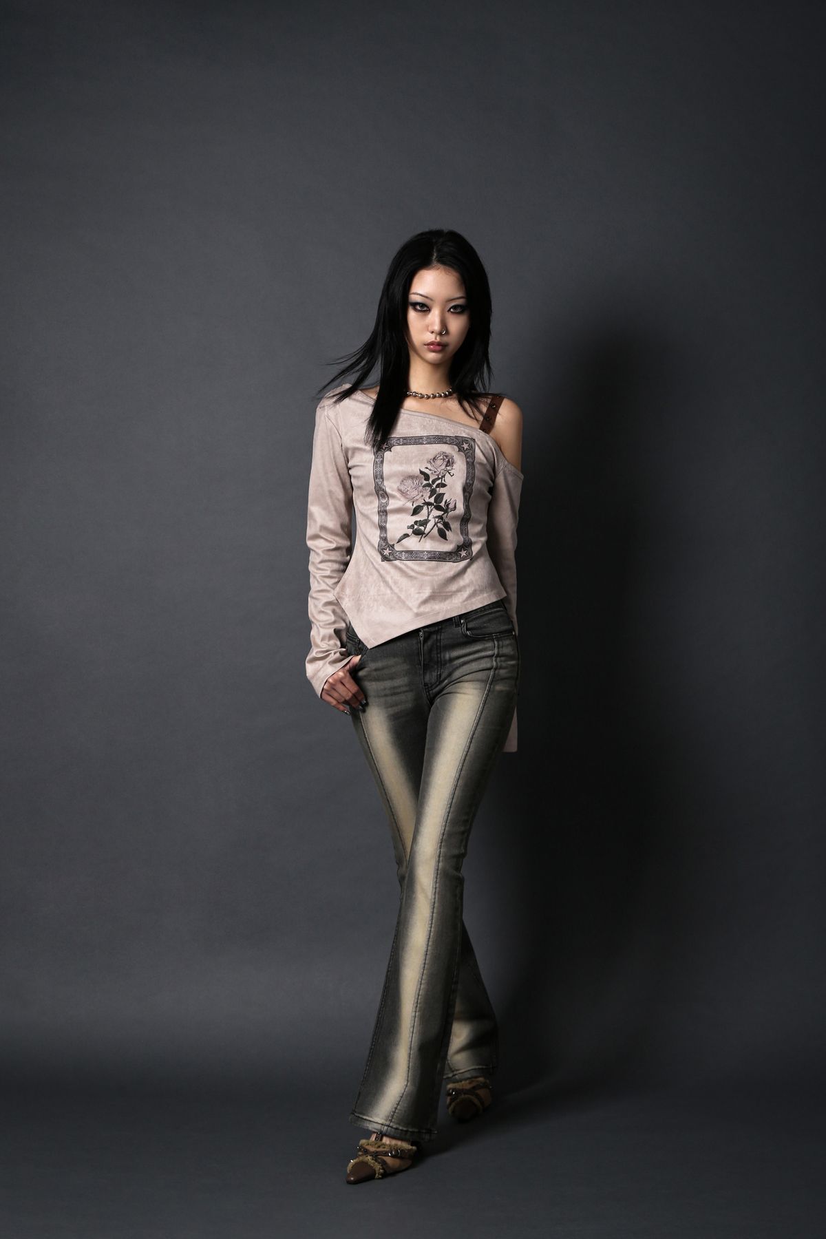 달링유어배드(DARLING, YOU'RE BAD) CORSET HIGHLIGHT BOOTS CUT DENIM #DUST