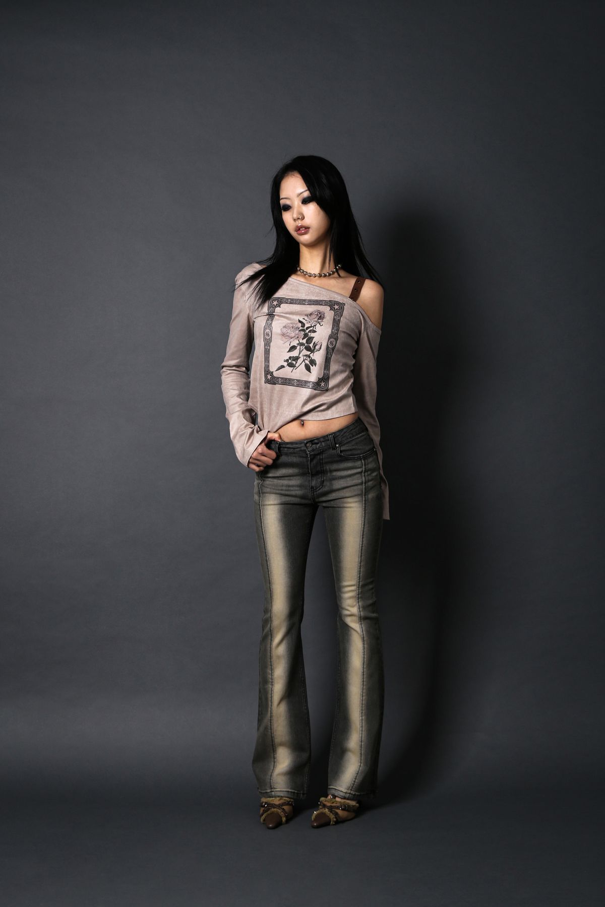 달링유어배드(DARLING, YOU'RE BAD) CORSET HIGHLIGHT BOOTS CUT DENIM #DUST