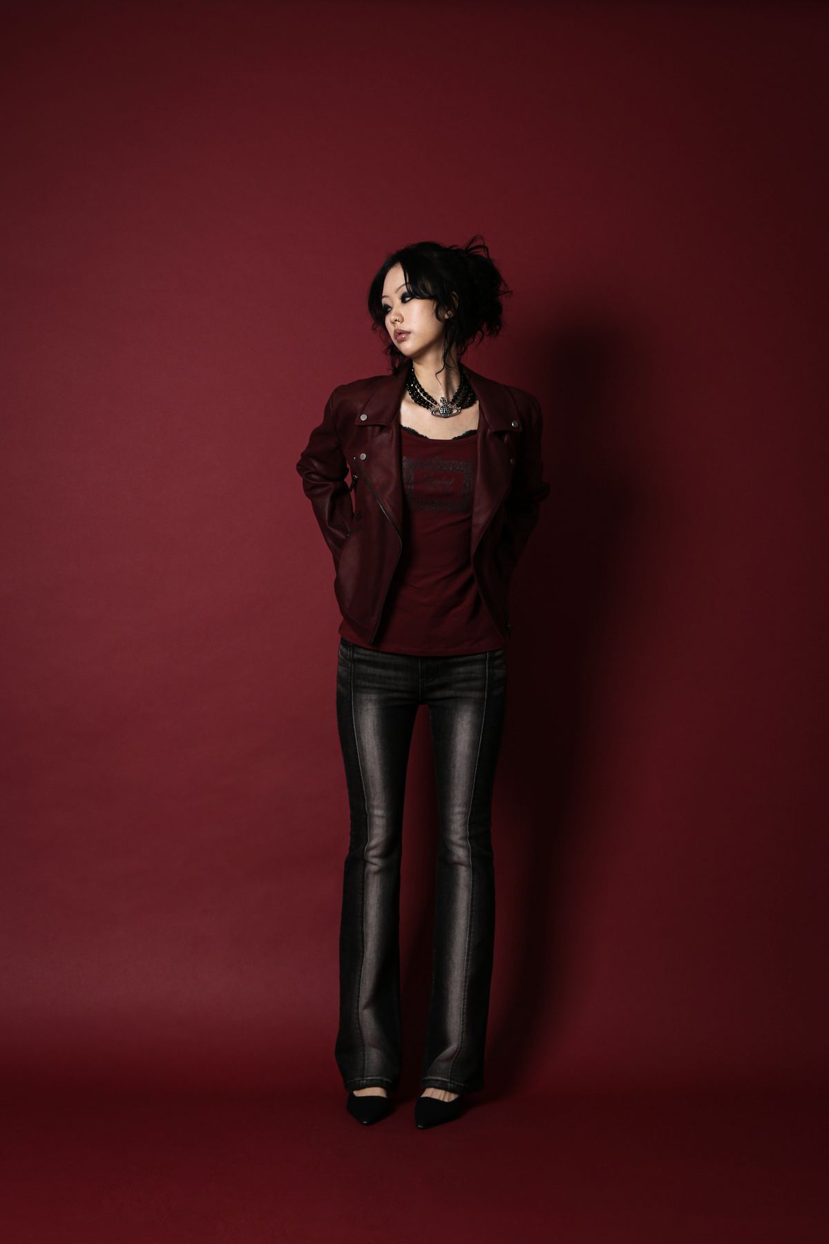 달링유어배드(DARLING, YOU'RE BAD) CORSET HIGHLIGHT BOOTS CUT DENIM #NOIR