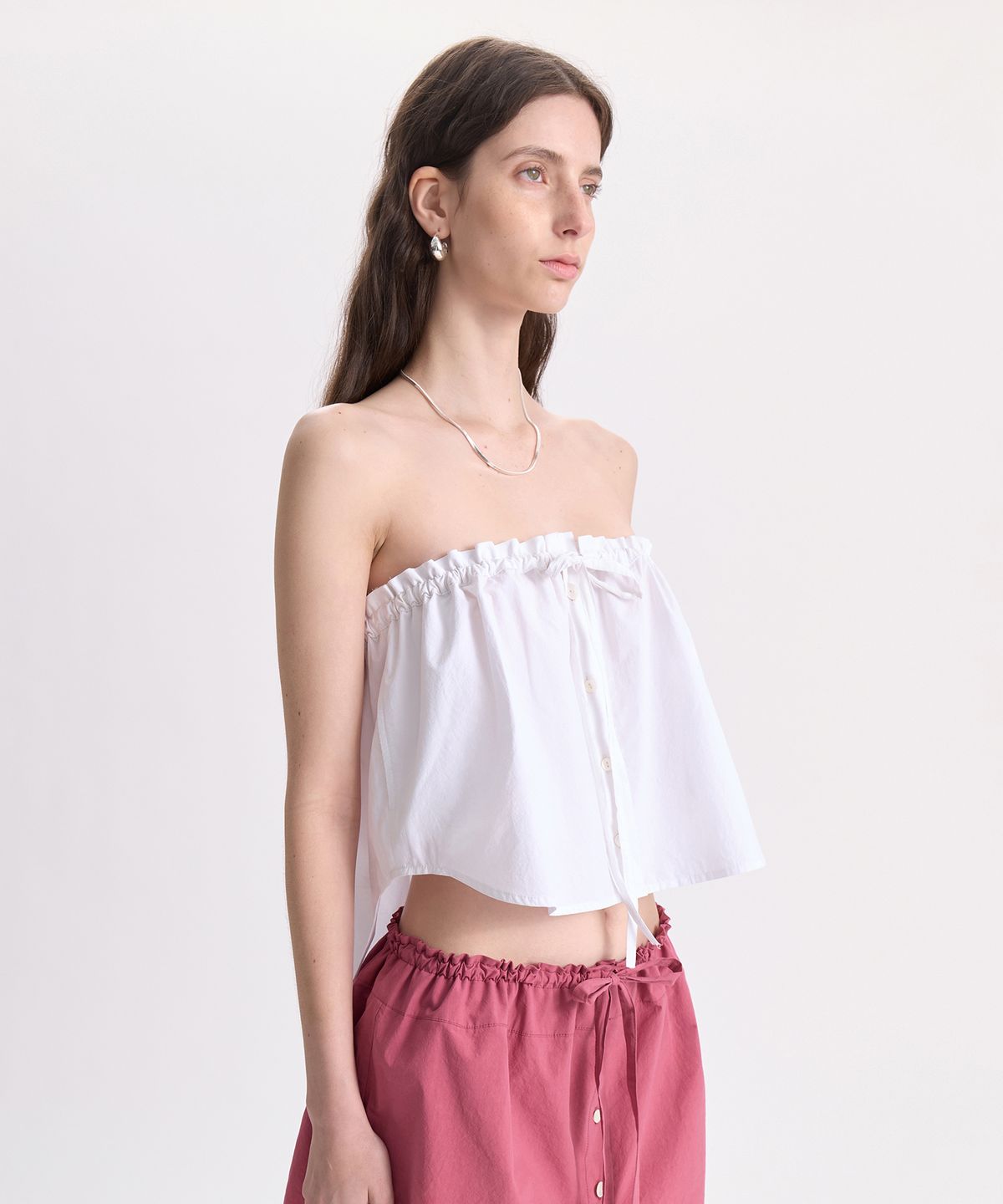 경(GYEONG) Mini Shirt Skirt_White