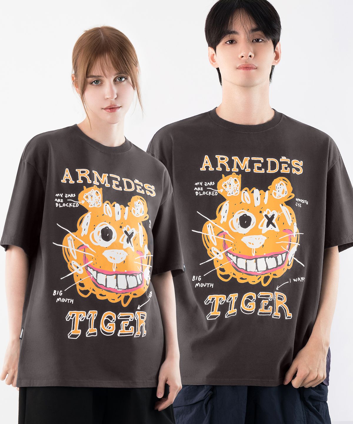 아르메데스(ARMEDES) [2PACK] 면 16수 오버핏 아트그래픽 반팔티셔츠 (1026)