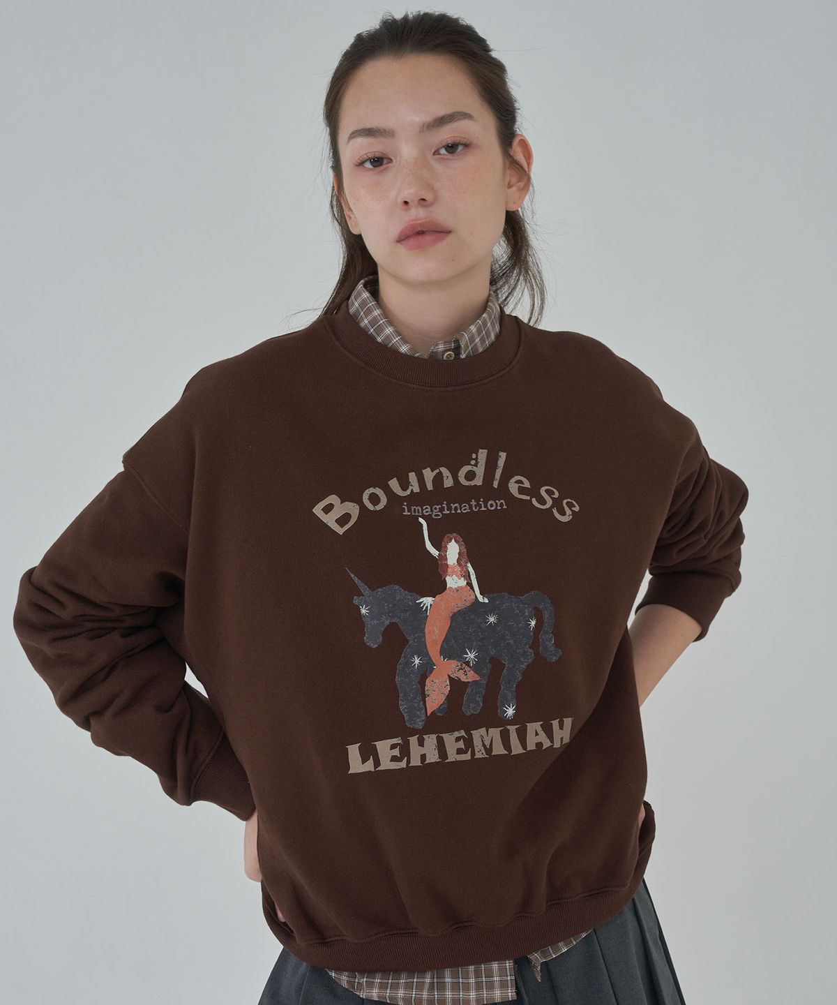르헤미아(LEHEMIAH) Mermaid sweatshirt [Brown]