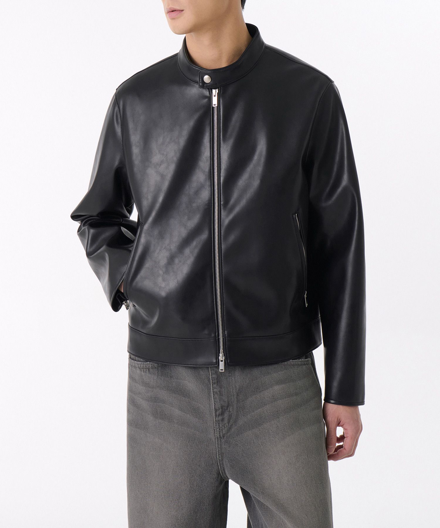 MUSINSA公式 | MUSINSA STANDARD Synthetic Leather Cafe Racer