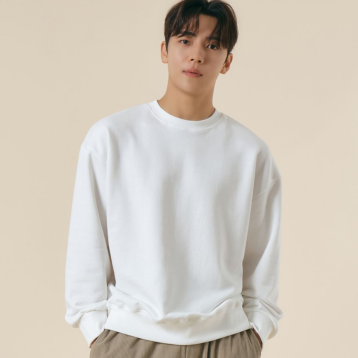 엘엑스티(LXT) 솔리드 코튼 헤비웨이트 오버 맨투맨 [화이트]