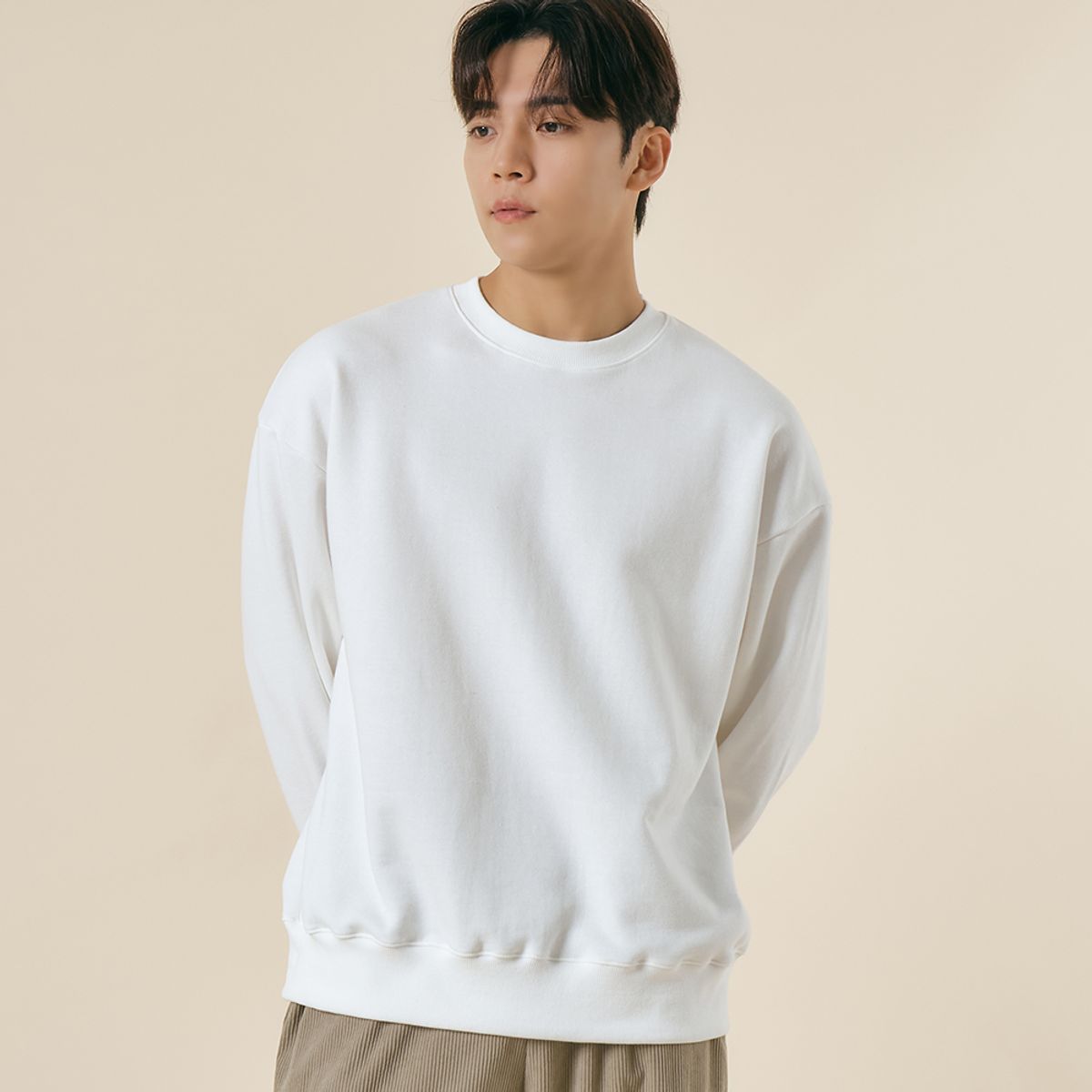 엘엑스티(LXT) 솔리드 코튼 헤비웨이트 오버 맨투맨 [화이트]