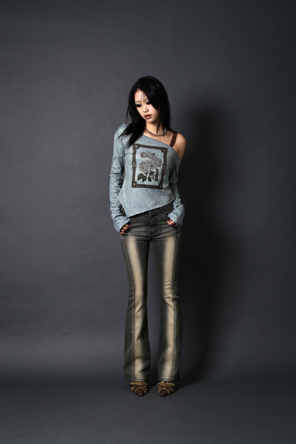 달링유어배드(DARLING, YOU'RE BAD) ONE SHOULDER SUEDE TOP #EMERALD BLUE