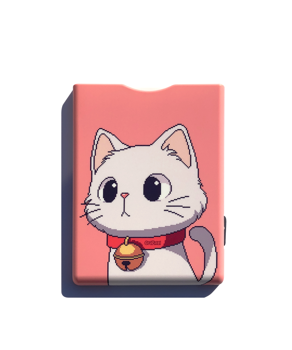 그래픽셀(GRAPIXEL) 1980s Cat (pink white) 맥세이프 무광 하드 카드 지갑 (버튼형)