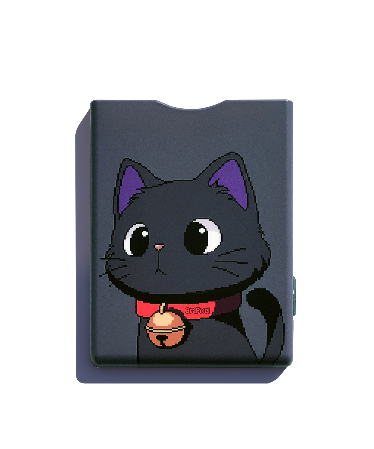 그래픽셀(GRAPIXEL) 1980s Cat (black) 맥세이프 무광 하드 카드 지갑 (버튼형)