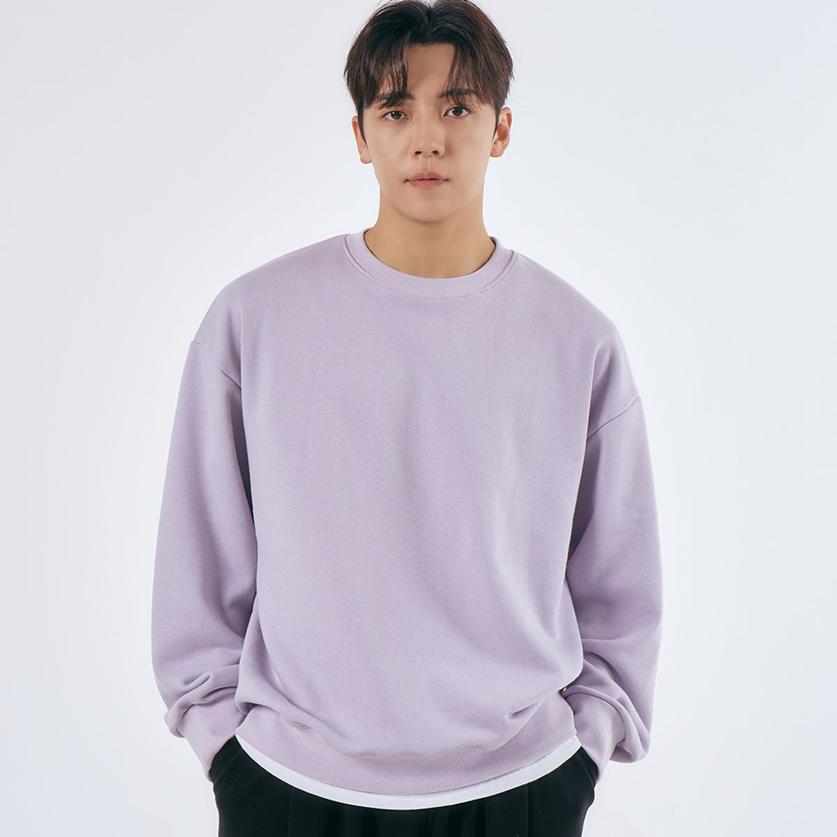 엘엑스티(LXT) 솔리드 코튼 헤비웨이트 오버 맨투맨 [퍼플]