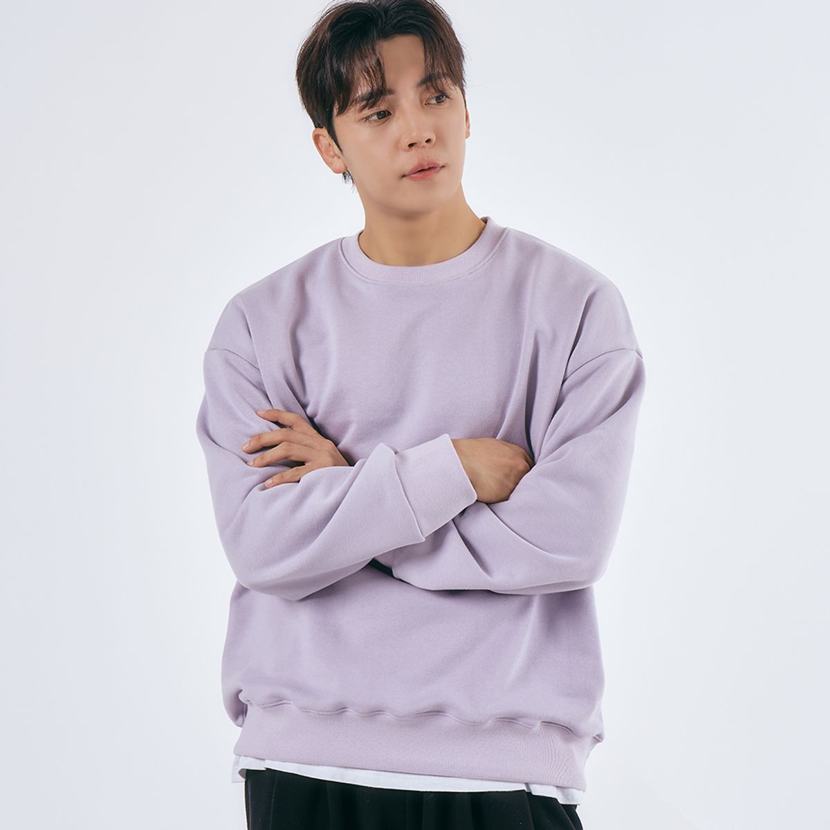 엘엑스티(LXT) 솔리드 코튼 헤비웨이트 오버 맨투맨 [퍼플]