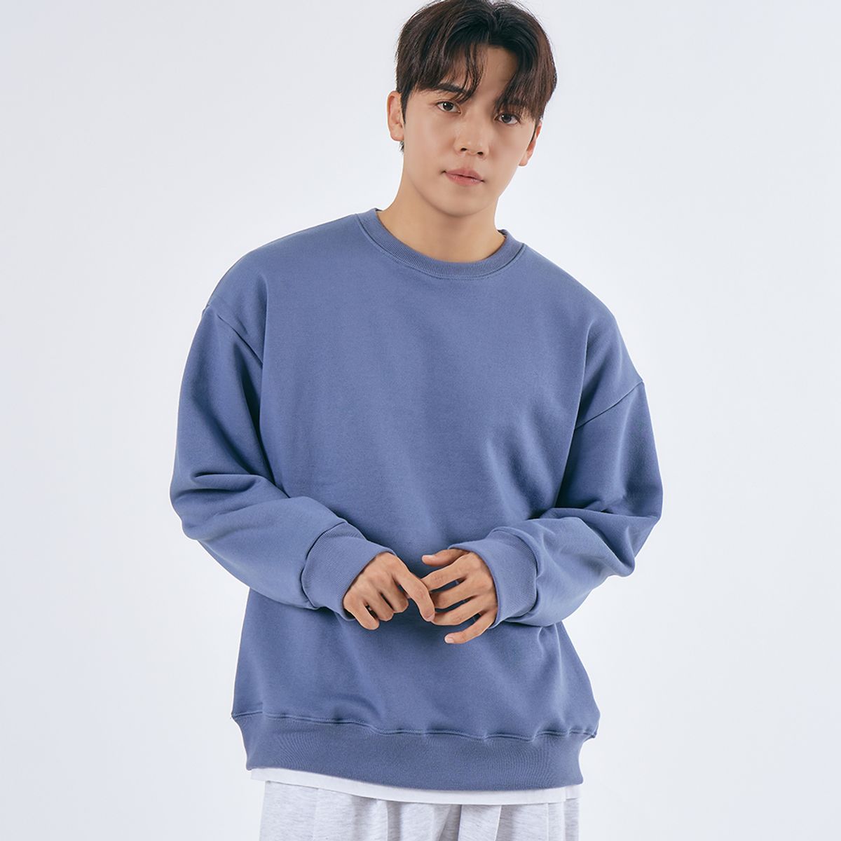 엘엑스티(LXT) 솔리드 코튼 헤비웨이트 오버 맨투맨 [블루]