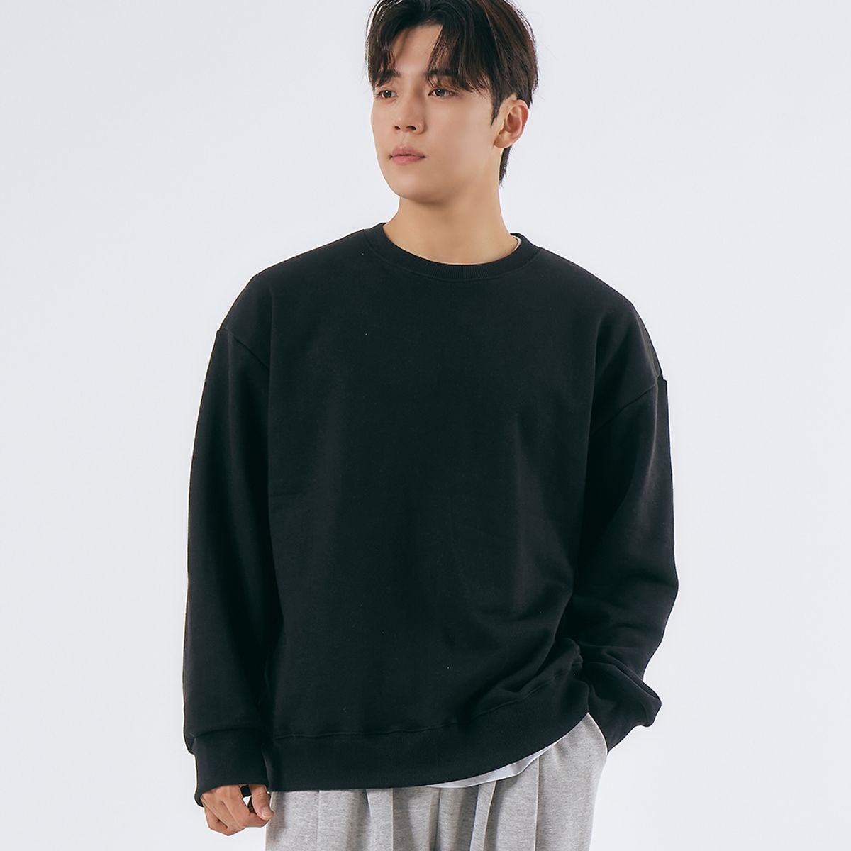 엘엑스티(LXT) 솔리드 코튼 헤비웨이트 오버 맨투맨 [블랙]