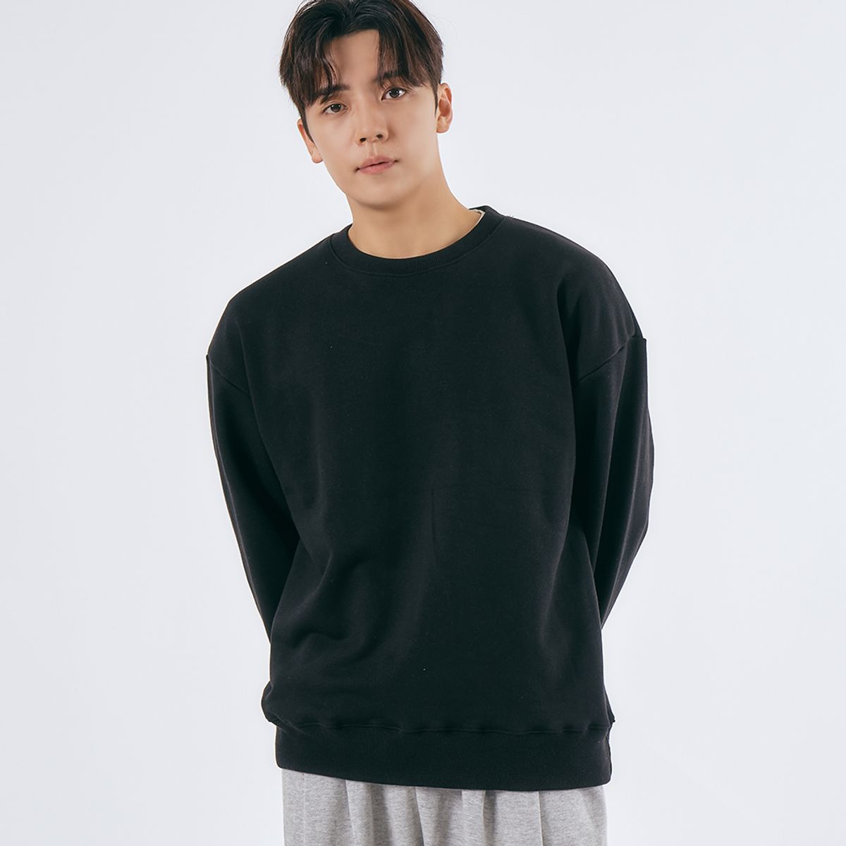 엘엑스티(LXT) 솔리드 코튼 헤비웨이트 오버 맨투맨 [블랙]