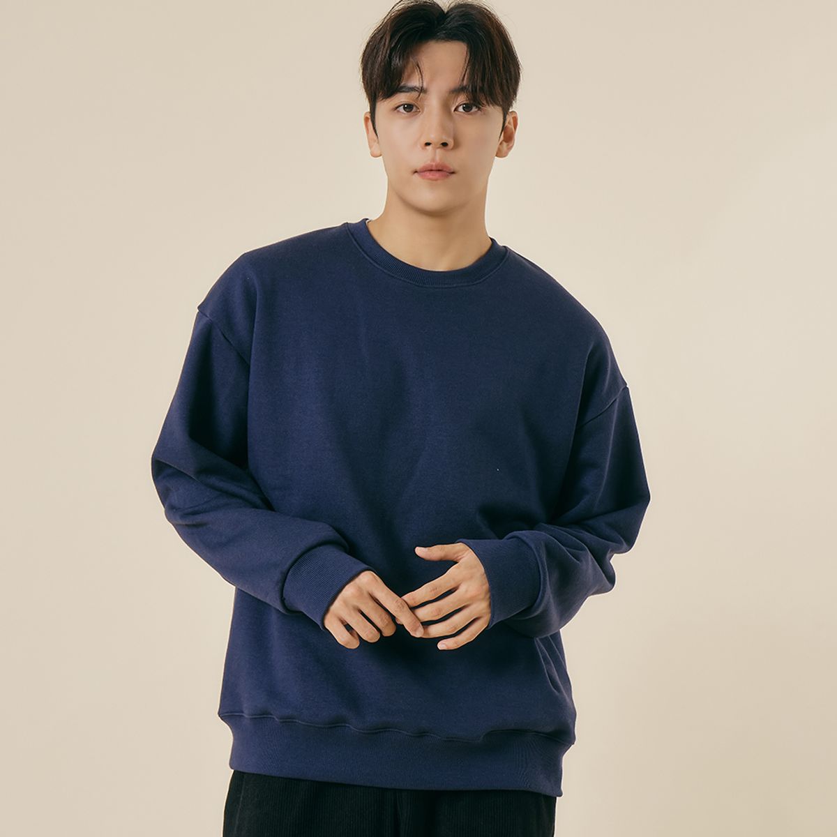 엘엑스티(LXT) 솔리드 코튼 헤비웨이트 오버 맨투맨 [네이비]