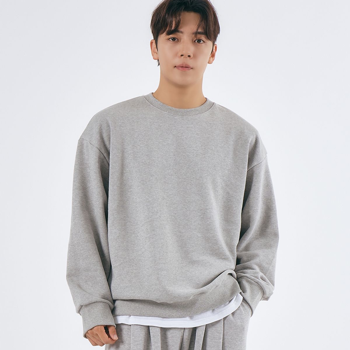엘엑스티(LXT) 솔리드 코튼 헤비웨이트 오버 맨투맨 [그레이]