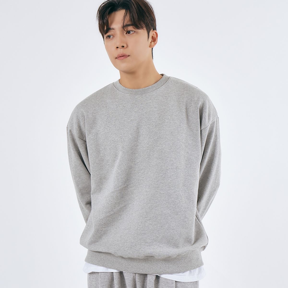 엘엑스티(LXT) 솔리드 코튼 헤비웨이트 오버 맨투맨 [그레이]