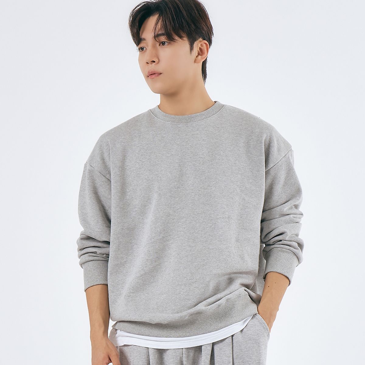 엘엑스티(LXT) 솔리드 코튼 헤비웨이트 오버 맨투맨 [그레이]