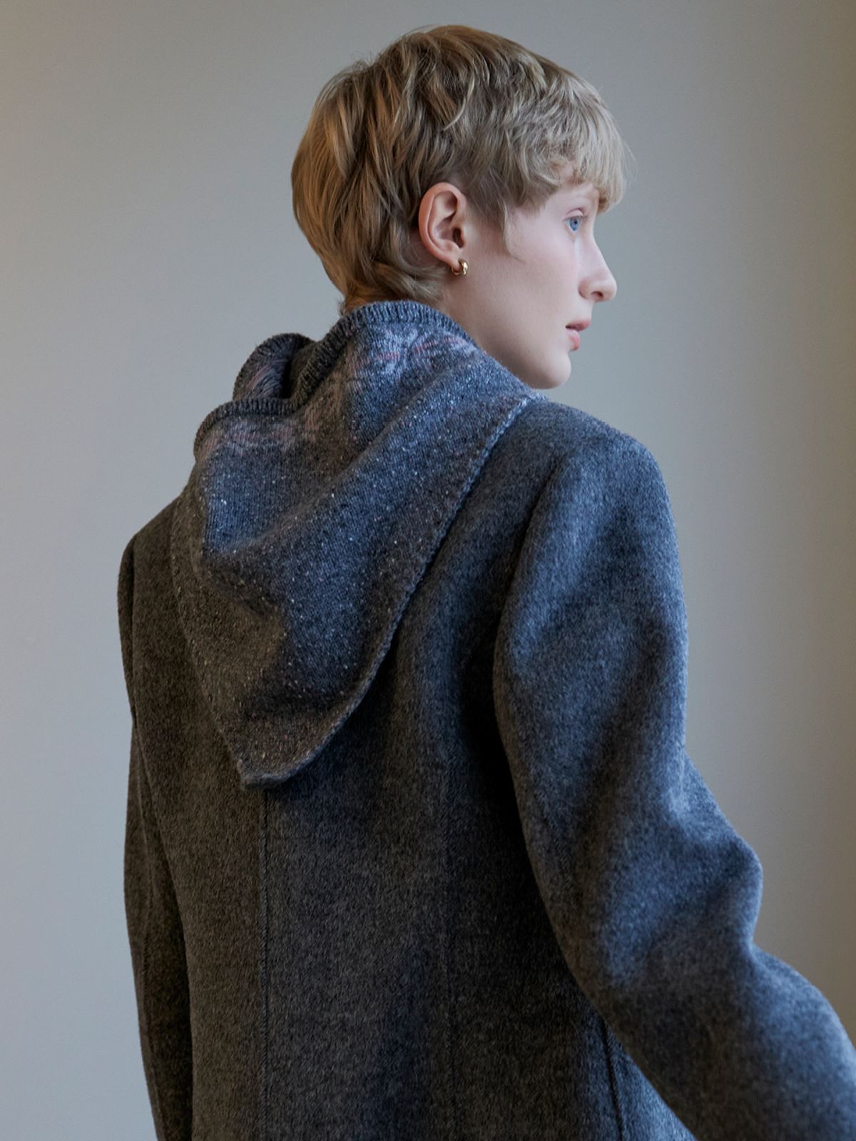 오앨(OUEL) WOOL SILK BLENDED HEAD SCARF_DARK GREY
