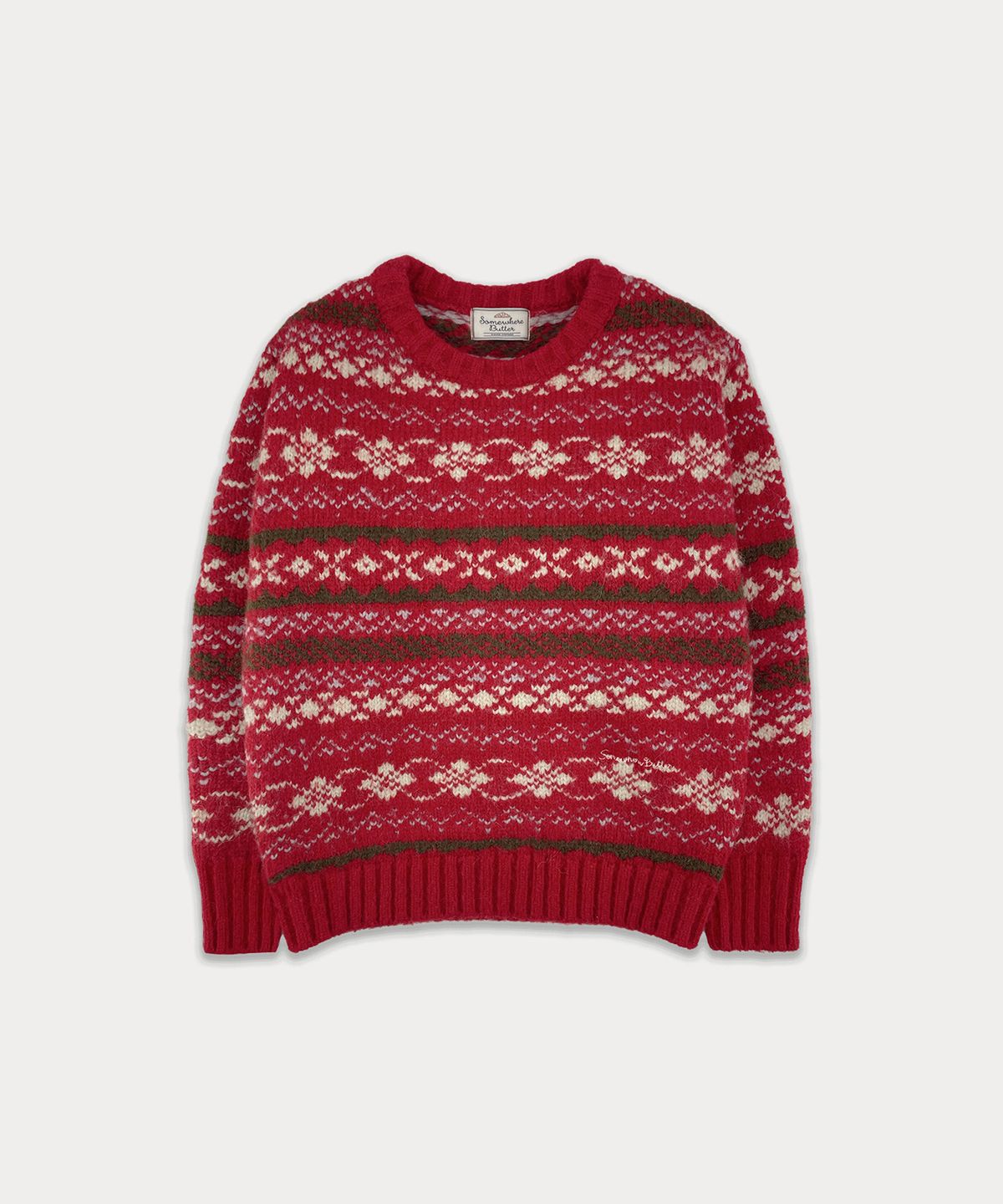 썸웨어버터(SOMEWHEREBUTTER) Merry Alpaca Nordic Knit - Red