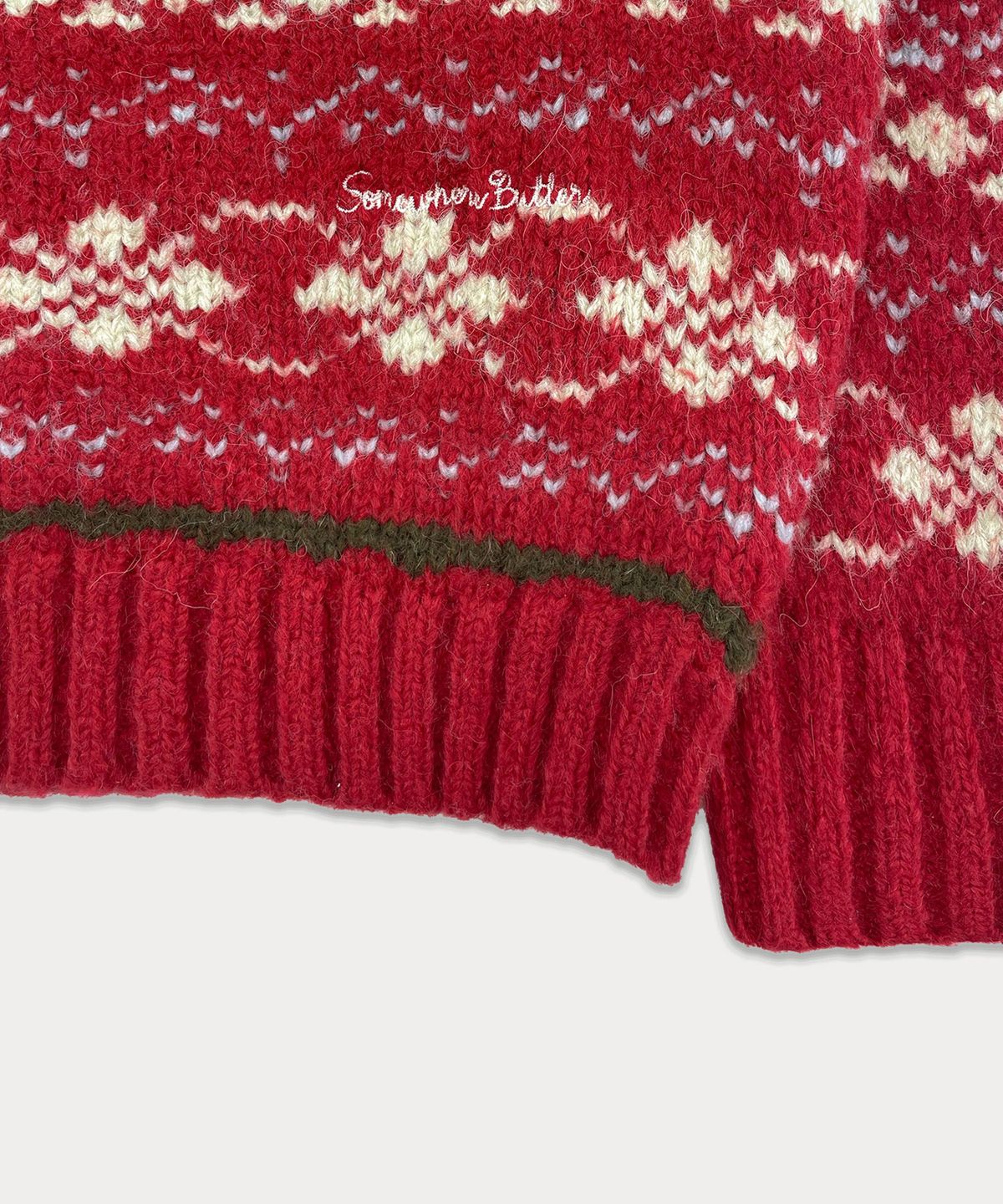 썸웨어버터(SOMEWHEREBUTTER) Merry Alpaca Nordic Knit - Red