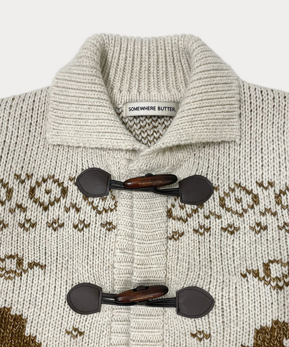 썸웨어버터(SOMEWHEREBUTTER) Rabbit Wool Cowichan Cardigan - Oatmeal