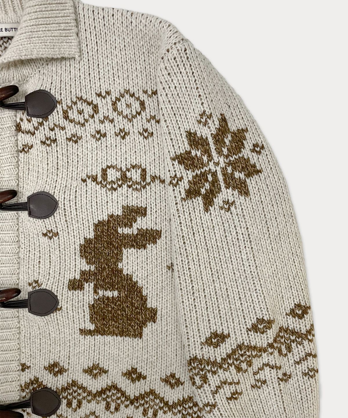 썸웨어버터(SOMEWHEREBUTTER) Rabbit Wool Cowichan Cardigan - Oatmeal