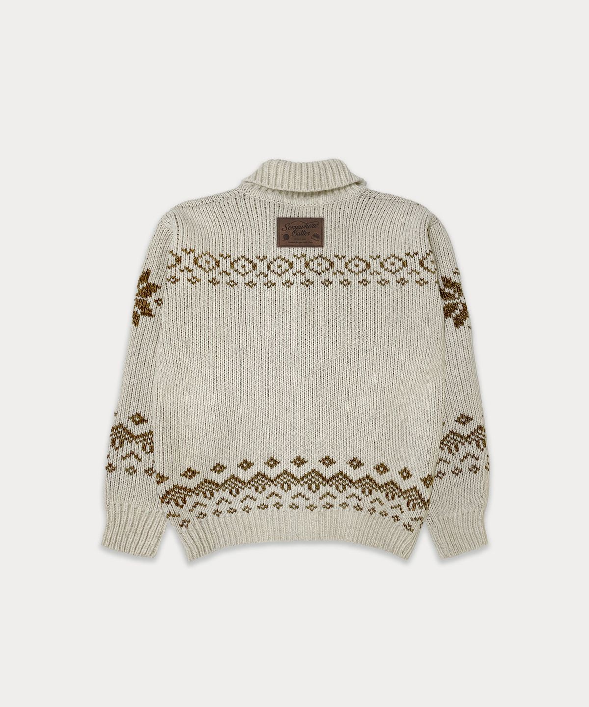 썸웨어버터(SOMEWHEREBUTTER) Rabbit Wool Cowichan Cardigan - Oatmeal