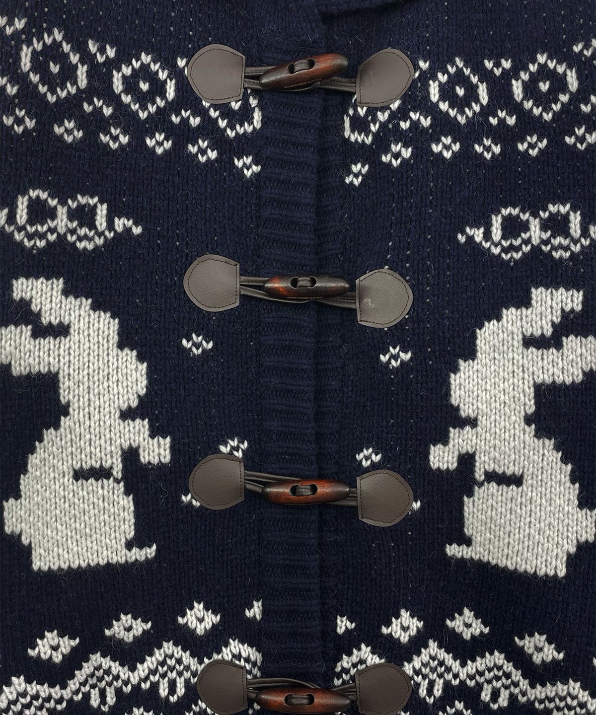 썸웨어버터(SOMEWHEREBUTTER) Rabbit Wool Cowichan Cardigan - Navy