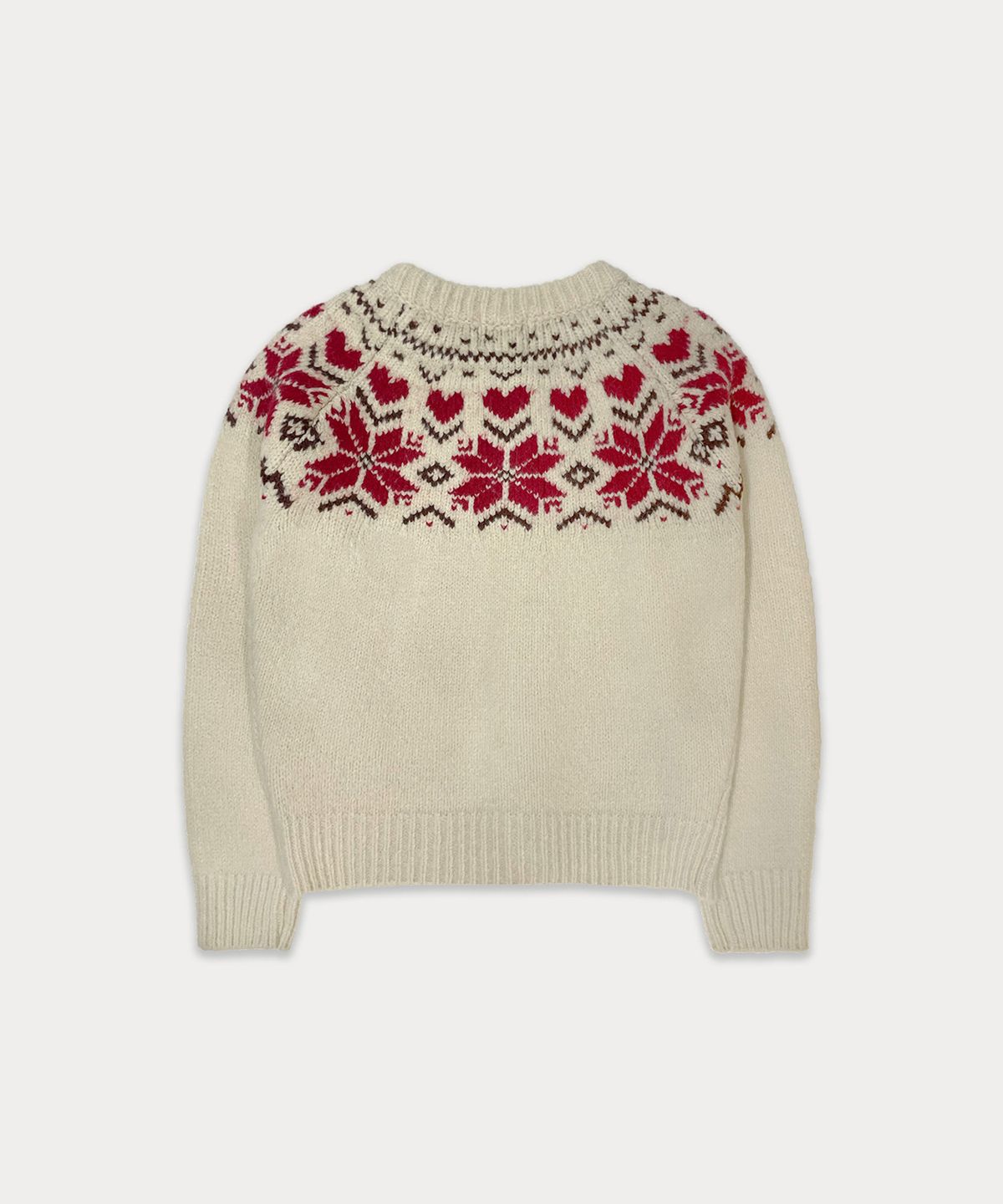 썸웨어버터(SOMEWHEREBUTTER) Heart Alpaca Nordic Cardigan - Ivory