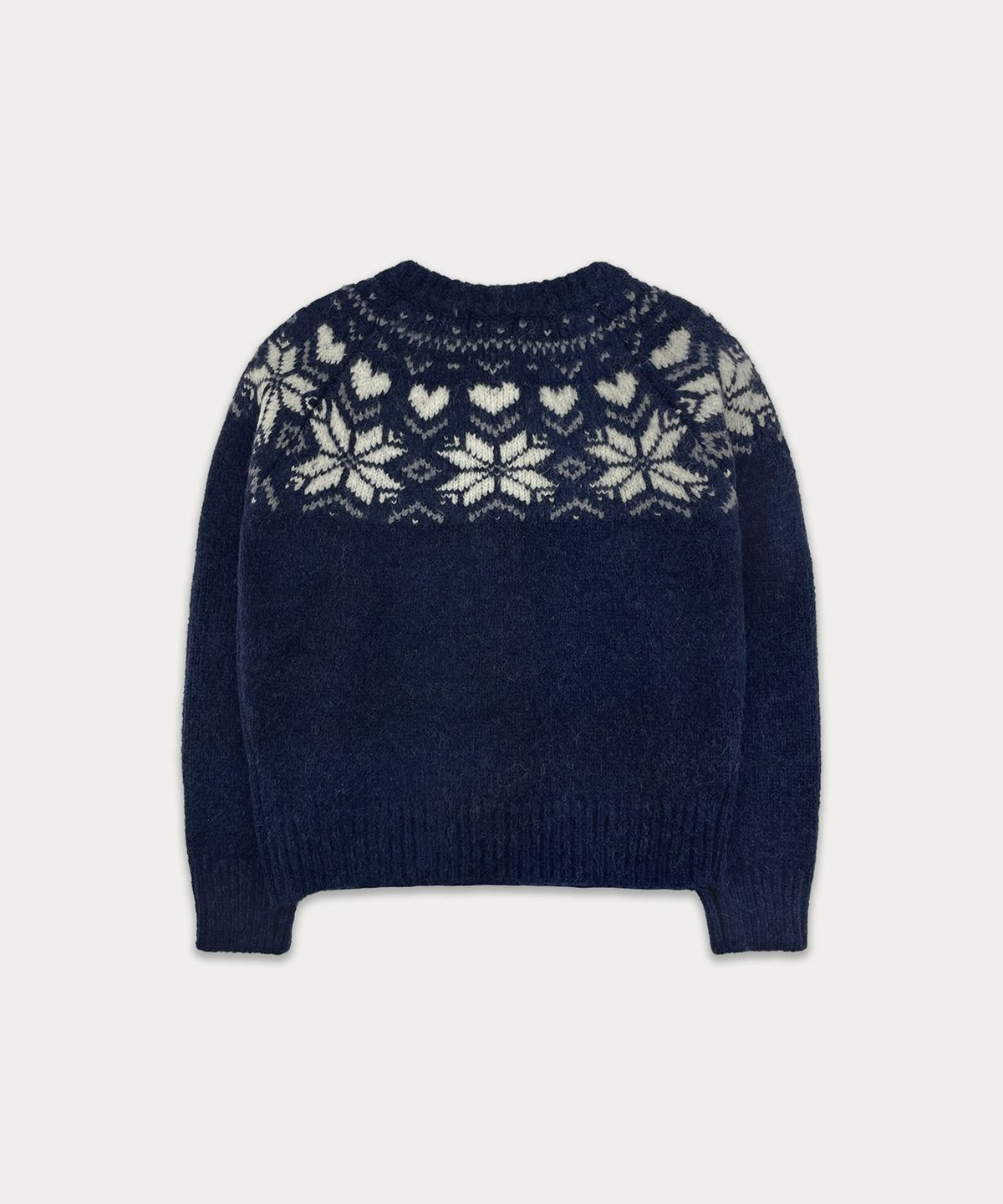 썸웨어버터(SOMEWHEREBUTTER) Heart Alpaca Nordic Cardigan - Navy