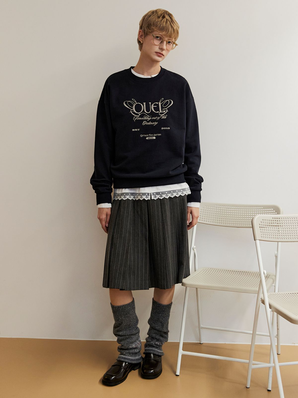 오앨(OUEL) WOOL SILK BLENDED LEG WARMER_DARK GREY