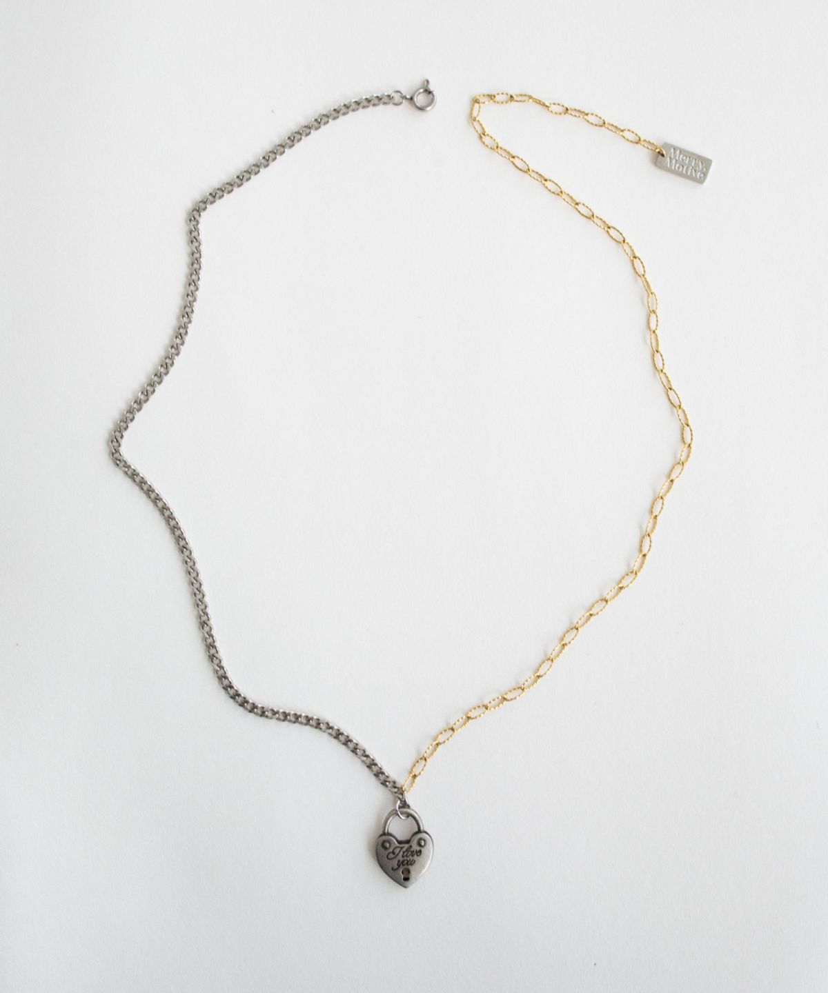 메리모티브(MERRYMOTIVE) Heart lock pendant combo chain necklace
