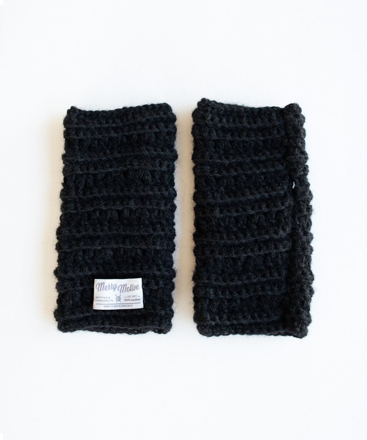메리모티브(MERRYMOTIVE) Wool hairy mix color handwarmer (Black)