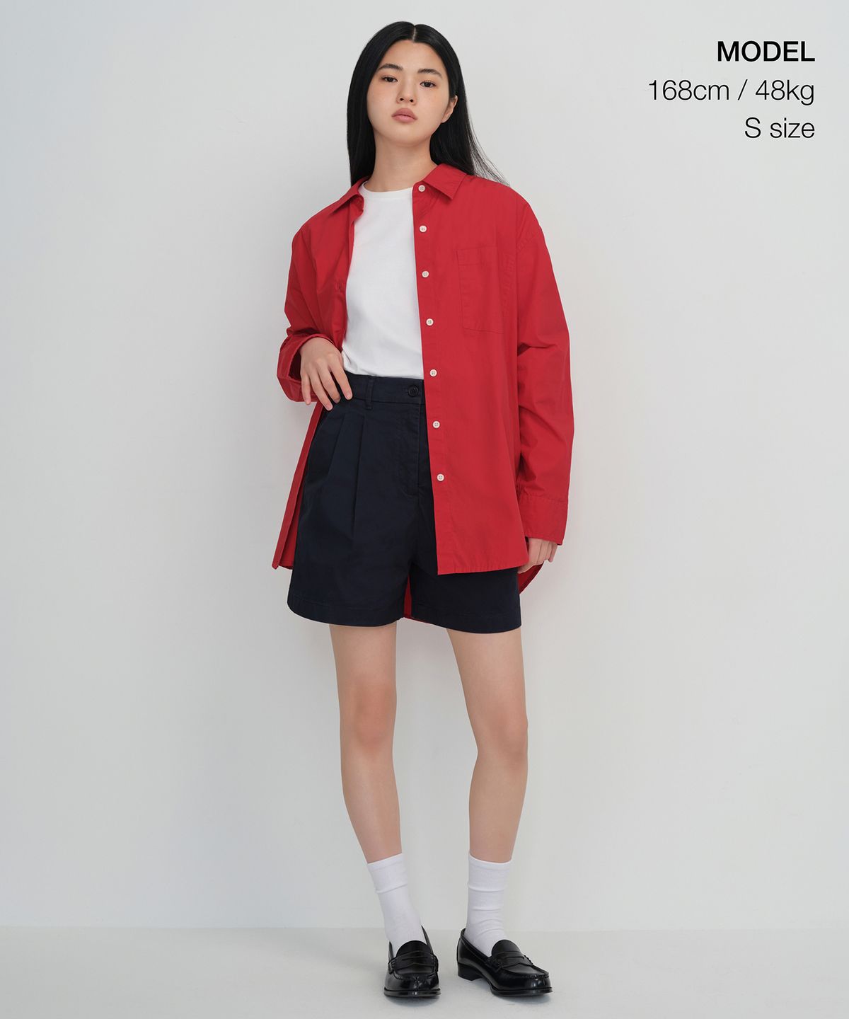 무신사 스탠다드 우먼(MUSINSA STANDARD WOMAN) 우먼즈 오버사이즈 워시드 포플린 셔츠 [레드]