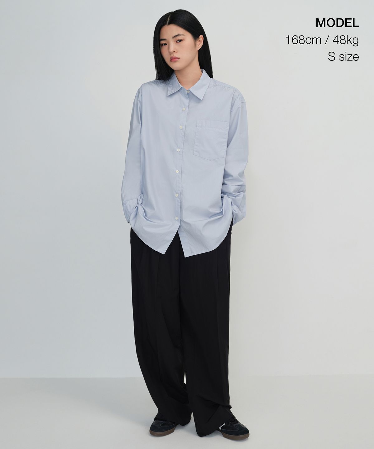 무신사 스탠다드 우먼(MUSINSA STANDARD WOMAN) 우먼즈 오버사이즈 워시드 포플린 셔츠 [스카이 블루]