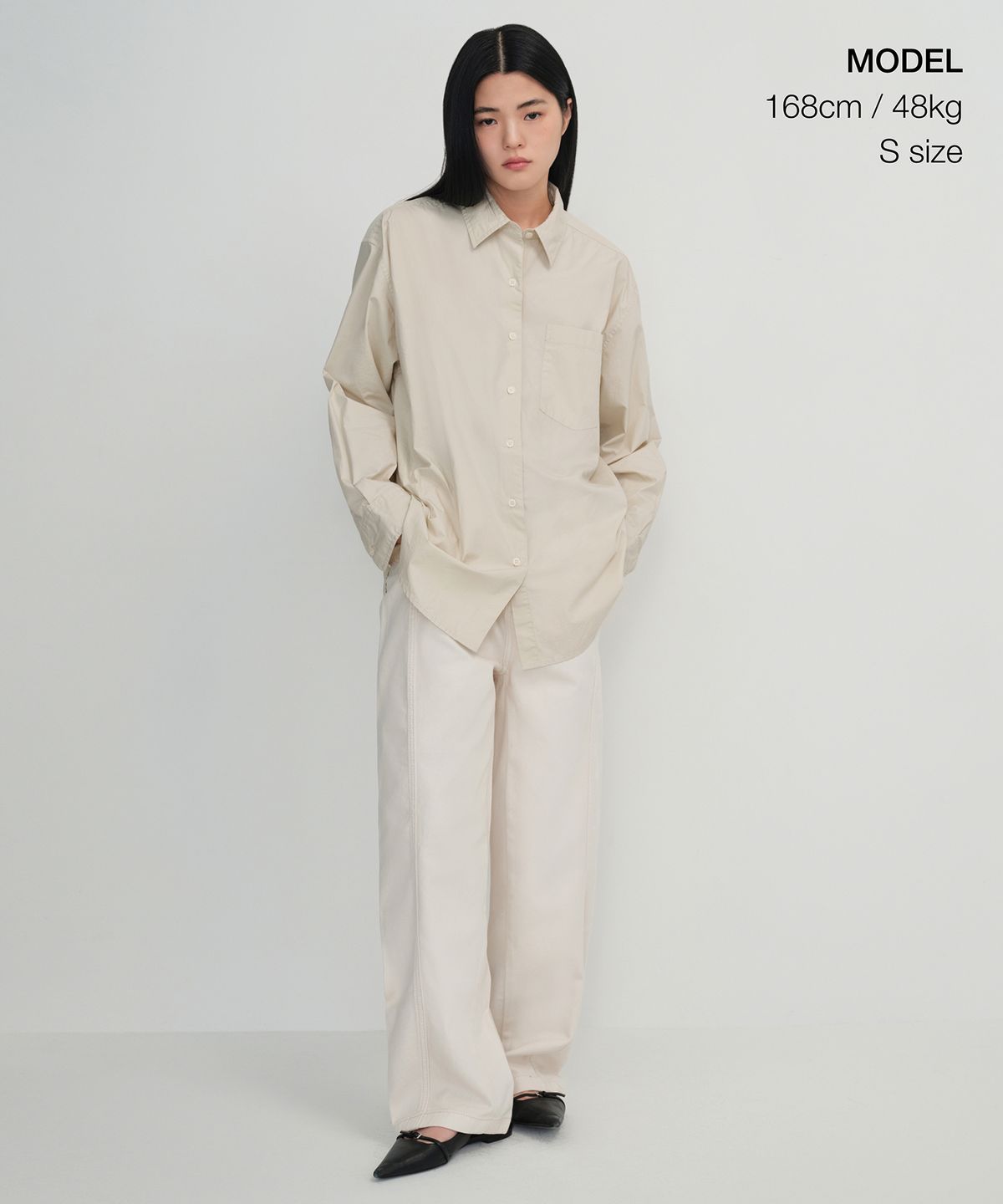 무신사 스탠다드 우먼(MUSINSA STANDARD WOMAN) 우먼즈 오버사이즈 워시드 포플린 셔츠 [라이트 베이지]