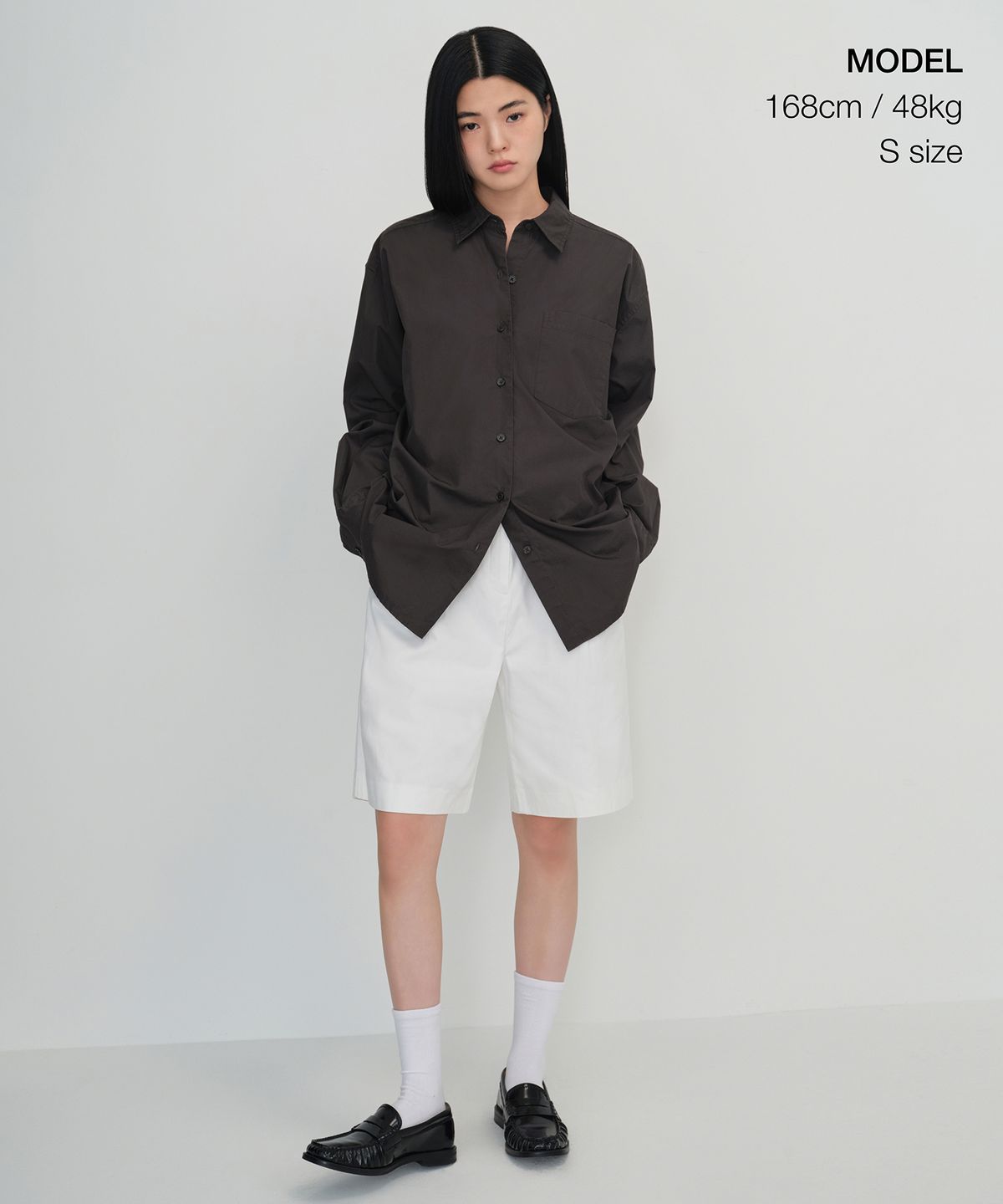 무신사 스탠다드 우먼(MUSINSA STANDARD WOMAN) 우먼즈 오버사이즈 워시드 포플린 셔츠 [건메탈]